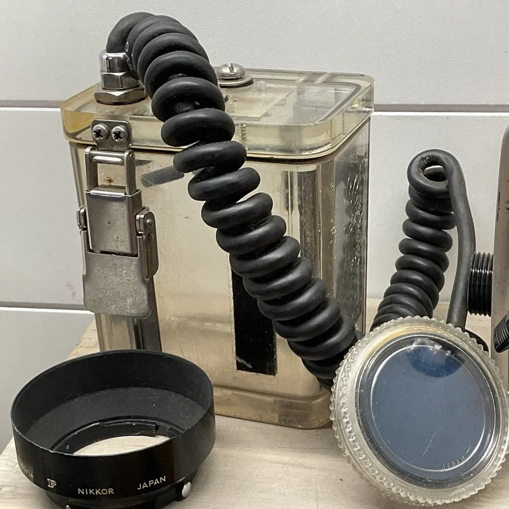 Vintage Underwater Camera Housing with Power Pack Samigon Filter Nikkor Hood